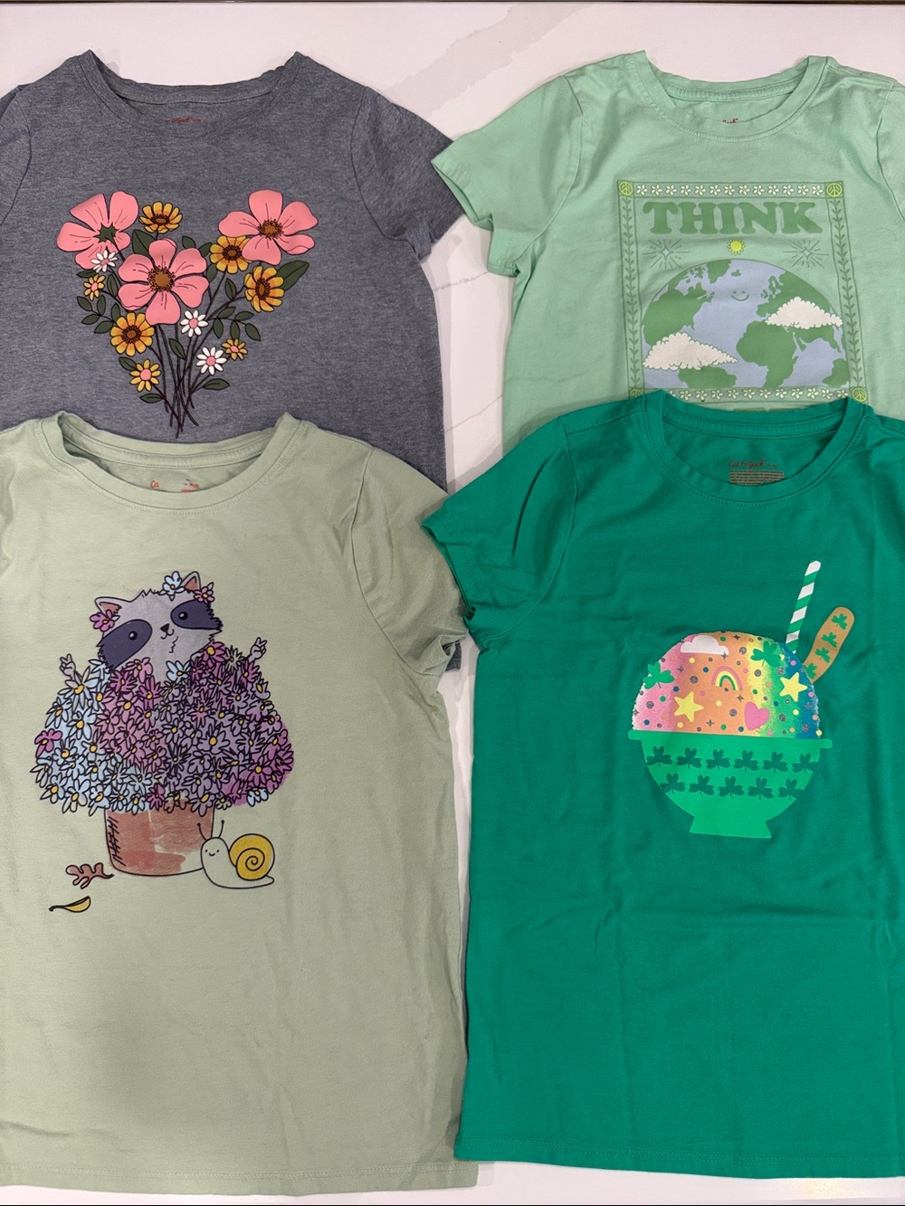Lot of 4 Cat & Jack Girl’s Short Sleeve T-shirts Size 8
